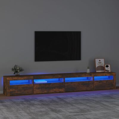 vidaXL Mueble de TV con luces LED roble ahumado 270x35x40 cm