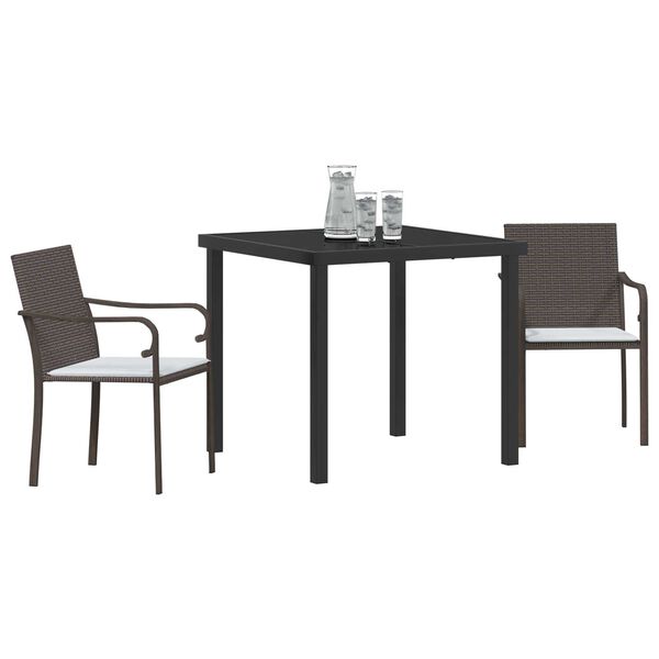 vidaXL Conjunto de Comedor de Jard&iacute;n 3 pcs Marr&oacute;n y Negro