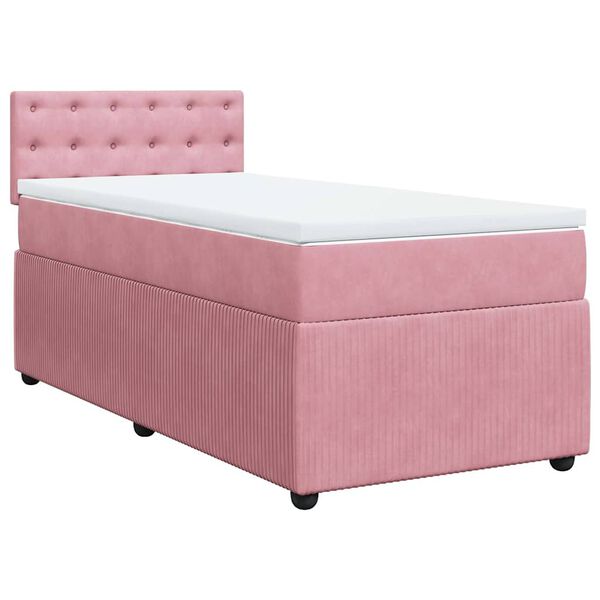 vidaXL Cama box spring con colch&oacute;n terciopelo rosa 80x200 cm