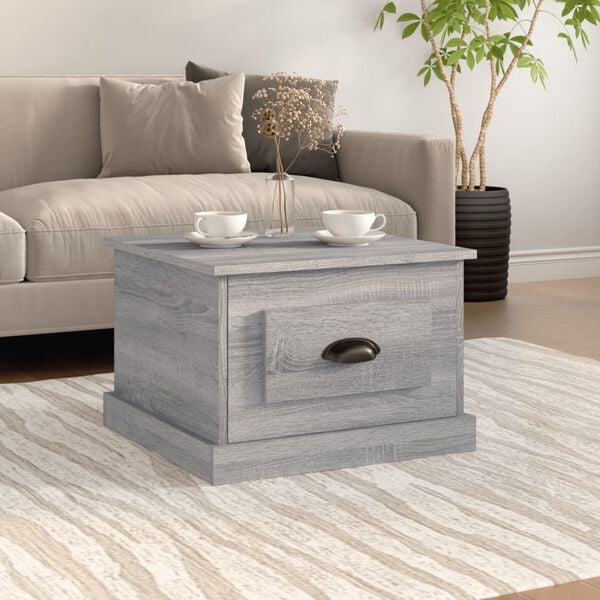 vidaXL Mesa de centro madera contrachapada gris Sonoma 50x50x35 cm