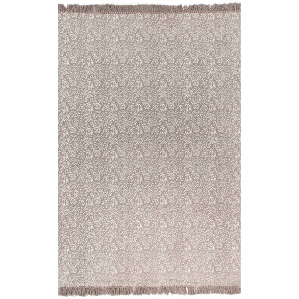 vidaXL Alfombra de algod&oacute;n Kilim con estampado gris topo 160x230 cm