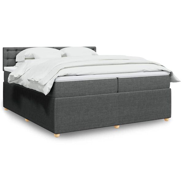 vidaXL Cama box spring con colch&oacute;n tela gris oscuro 200x200 cm