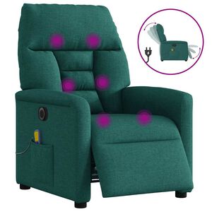 vidaXL Sill&oacute;n reclinable de masaje el&eacute;ctrico tela verde oscuro