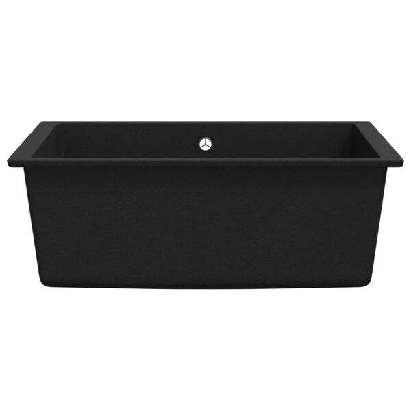 vidaXL Fregadero de cocina con rebosadero granito negro