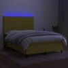 vidaXL Cama box spring colch&oacute;n y luces LED tela verde 140x200 cm