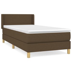 vidaXL Cama box spring con colch&oacute;n tela marr&oacute;n oscuro 80x200 cm