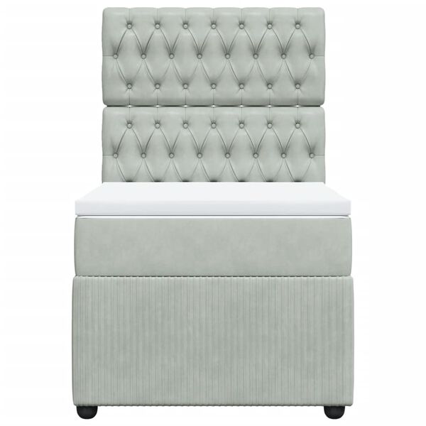 vidaXL Cama box spring con colch&oacute;n terciopelo gris claro 100x200 cm