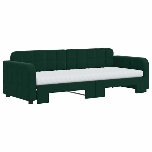 vidaXL Sof&aacute; cama nido con colch&oacute;n terciopelo verde oscuro 80x200 cm
