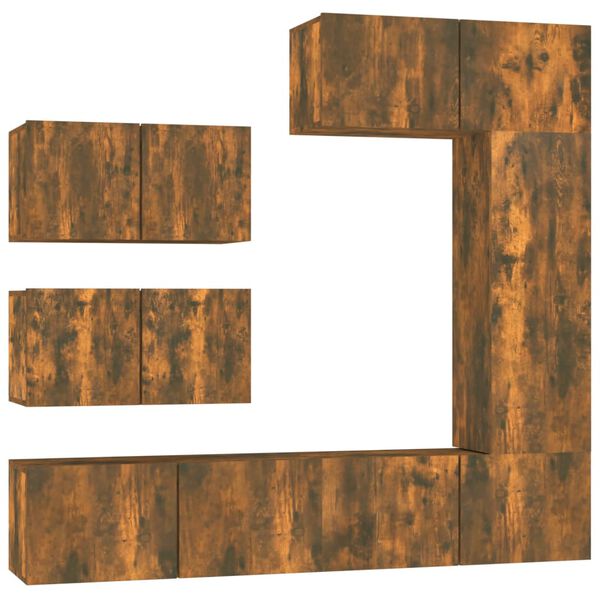 vidaXL Set de muebles de TV 6 pzas madera contrachapada roble ahumado