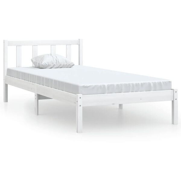 vidaXL Estructura de cama sin colch&oacute;n madera maciza blanco 90x200 cm