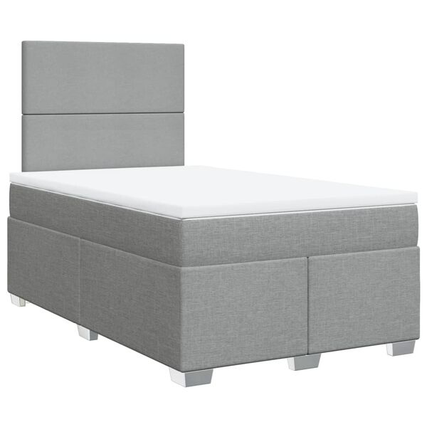 vidaXL Cama box spring con colch&oacute;n tela gris claro 120x190 cm