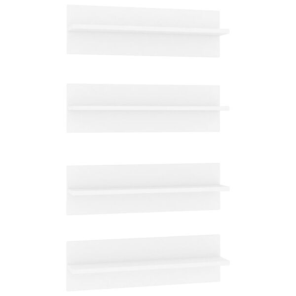 vidaXL Estante de pared 4 uds madera contrachapada blanco 60x11,5x18cm