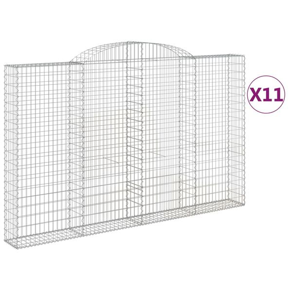 vidaXL Cestas de gaviones 11 uds forma de arco hierro 300x30x180/200cm