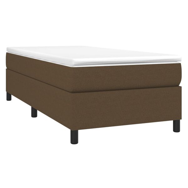 vidaXL Cama box spring con colch&oacute;n tela marr&oacute;n oscuro 80x200 cm
