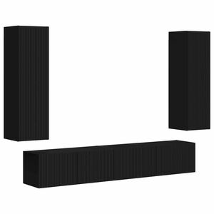 vidaXL Conjunto de mueble de TV 3 pcs Negro Madera de ingenier&iacute;a
