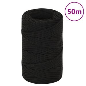 vidaXL Cuerda de trabajo poli&eacute;ster negro 2 mm 50 m