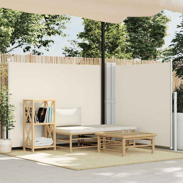 vidaXL Toldo lateral retr&aacute;ctil color crema 140x1000 cm
