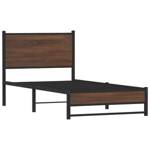 vidaXL Estructura de cama sin colch&oacute;n metal marr&oacute;n roble 75x190 cm