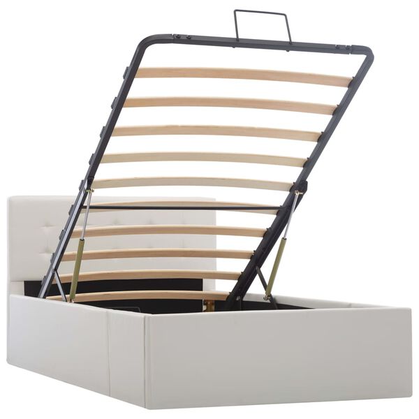 vidaXL Cama canap&eacute; hidr&aacute;ulica cuero sint&eacute;tico blanco 100x200 cm