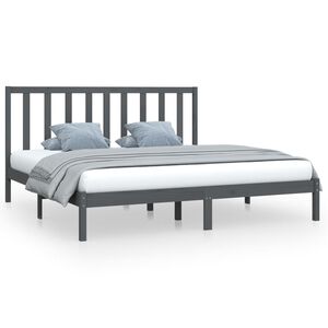 vidaXL Estructura de cama sin colch&oacute;n madera de pino gris 200x200 cm