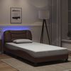 vidaXL Estructura de cama con LED sin colch&oacute;n Hvar marr&oacute;n 100x200 cm