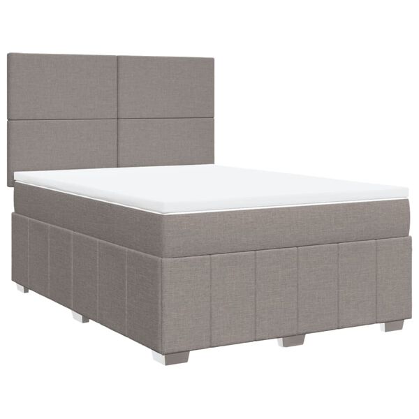 vidaXL Cama box spring con colch&oacute;n tela gris taupe 140x190 cm