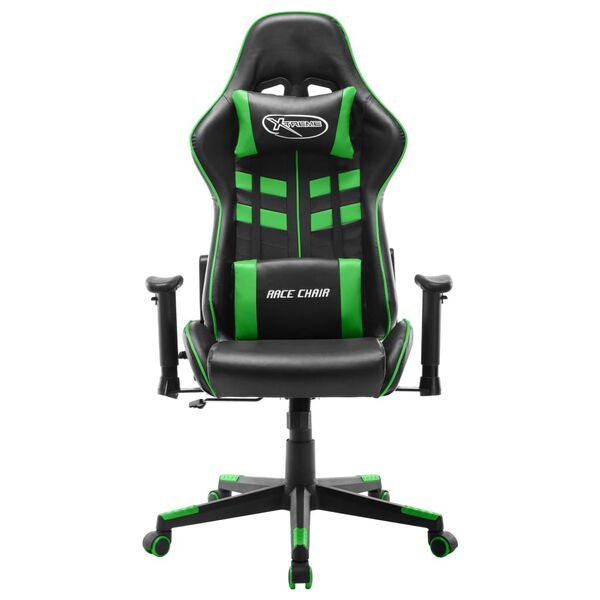 vidaXL Silla de gaming de cuero sint&eacute;tico negro y verde