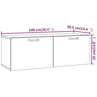 vidaXL Armario de pared madera contrachapada blanco 100x36,5x35 cm
