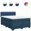 vidaXL Cama box spring con colch&oacute;n terciopelo azul 140x200 cm