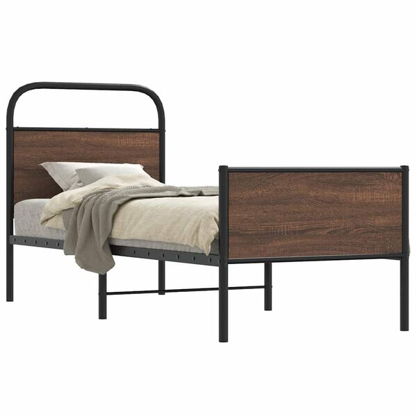 vidaXL Estructura de cama sin colch&oacute;n 75x190 cm madera marr&oacute;n roble