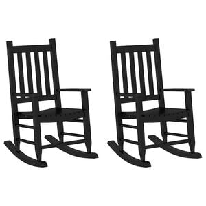 vidaXL Mecedoras para ni&ntilde;os 2 uds madera maciza de &aacute;lamo negras