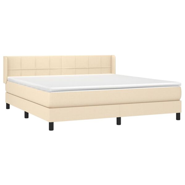 vidaXL Cama box spring con colch&oacute;n tela color crema 180x200 cm