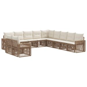 vidaXL Conjunto de sof&aacute;s de jard&iacute;n 11 uds. Beige y blanco crema