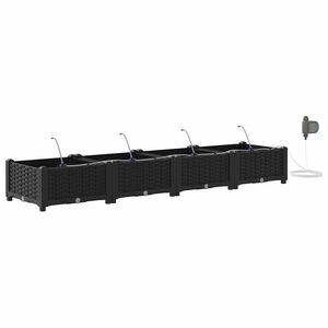 vidaXL Macetero de Jard&iacute;n 4 uds. Negro 160 x 40 x 22 cm PP