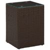 vidaXL Mesa auxiliar superficie de vidrio rat&aacute;n PE marr&oacute;n 35x35x52 cm
