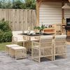 vidaXL Set comedor de jard&iacute;n 9 pzas con cojines rat&aacute;n sint&eacute;tico beige