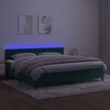 vidaXL Cama box spring colch&oacute;n y LED terciopelo verde oscuro 200x200cm