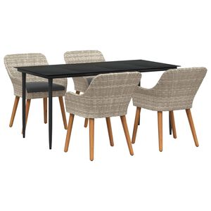 vidaXL Conjunto de Comedor de Jard&iacute;n 5 pcs Gris Claro rat&aacute;n sint&eacute;tico