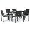 vidaXL Juego comedor jard&iacute;n 7 piezas y cojines rat&aacute;n sint&eacute;tico y acero