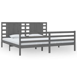 vidaXL Estructura de cama de madera maciza de pino gris 200x200 cm