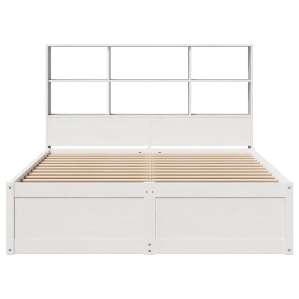 vidaXL Estructura de cama sin colch&oacute;n madera de pino blanca 150x200 cm