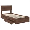 vidaXL Cama con almacenamiento con cabecera Roble Marr&oacute;n 90 x 190 cm