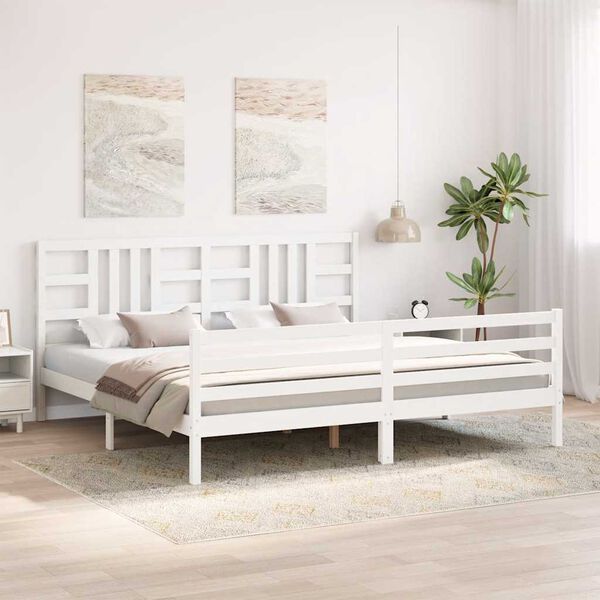 vidaXL Estructura de cama con cabecero madera maciza blanco 200x200 cm