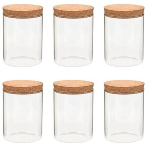 vidaXL Tarros de almacenaje con tapa de corcho 6 unidades 650 ml