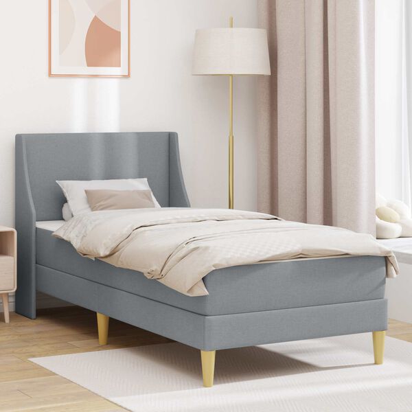 vidaXL Estructura de cama con colch&oacute;n Gris Claro 90 x 200 cm Poli&eacute;ster