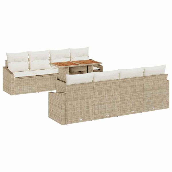vidaXL Conjunto de Comedor de Jard&iacute;n con coj&iacute;n 9 pcs Beige y Crema