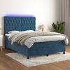 vidaXL Cama box spring colch&oacute;n y LED terciopelo azul oscuro 140x190 cm