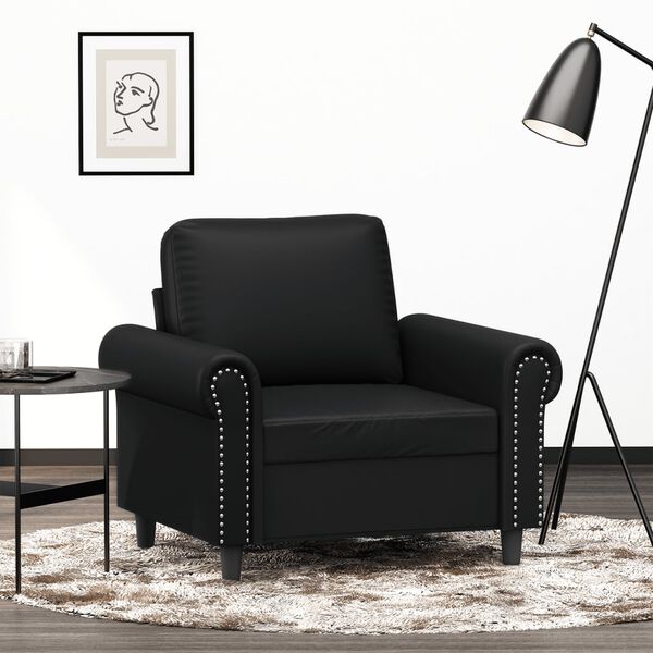 vidaXL Sill&oacute;n cuero sint&eacute;tico negro 60 cm