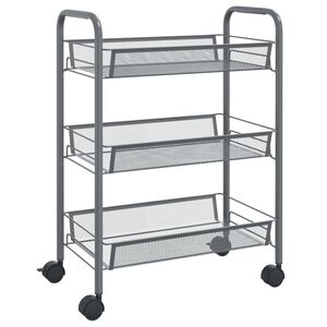 vidaXL Carrito de cocina 3 niveles hierro gris 46x26x64 cm