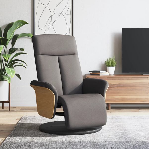 vidaXL Sill&oacute;n reclinable con reposapi&eacute;s tela gris taupe